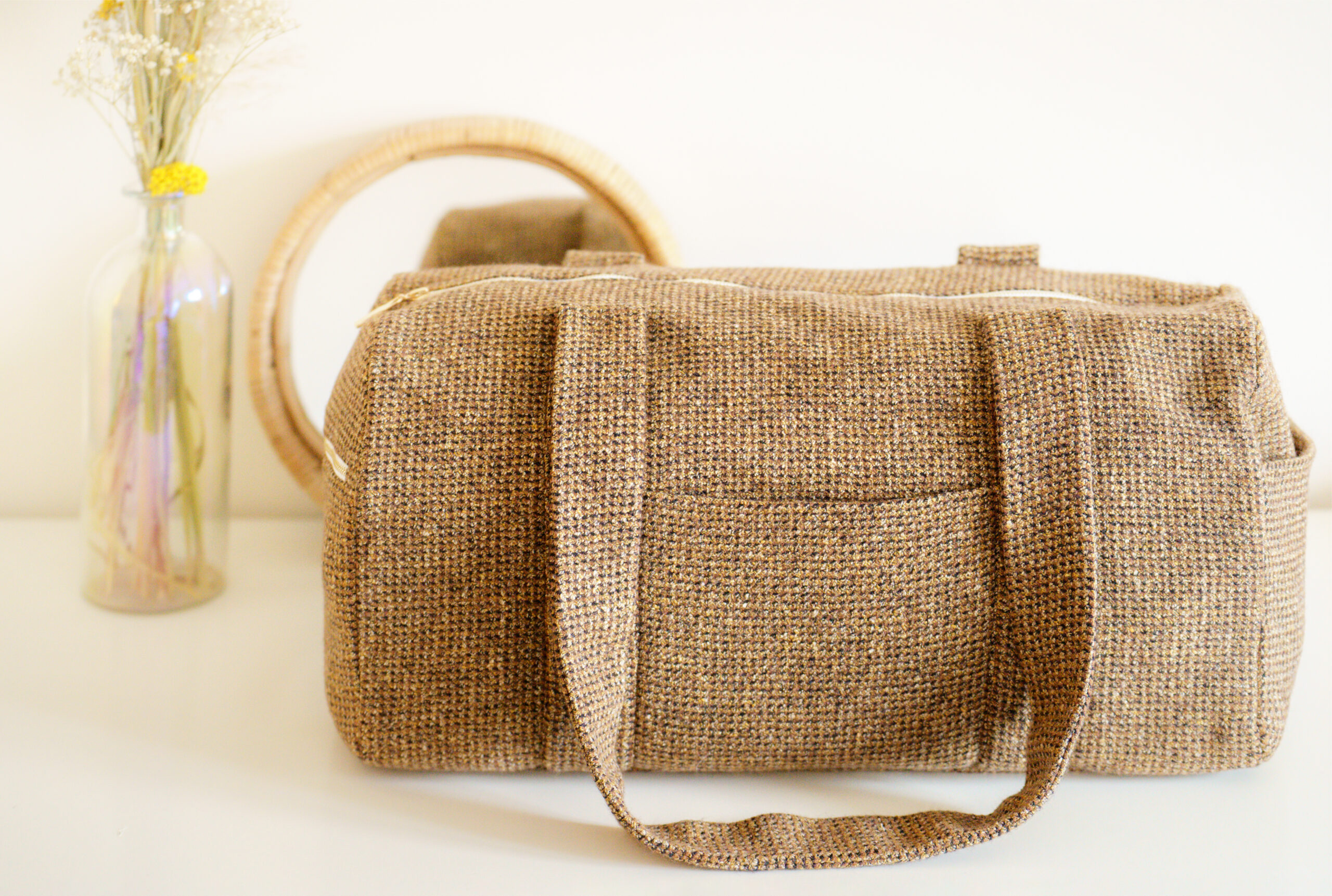 Sac week end - lainage couture beige